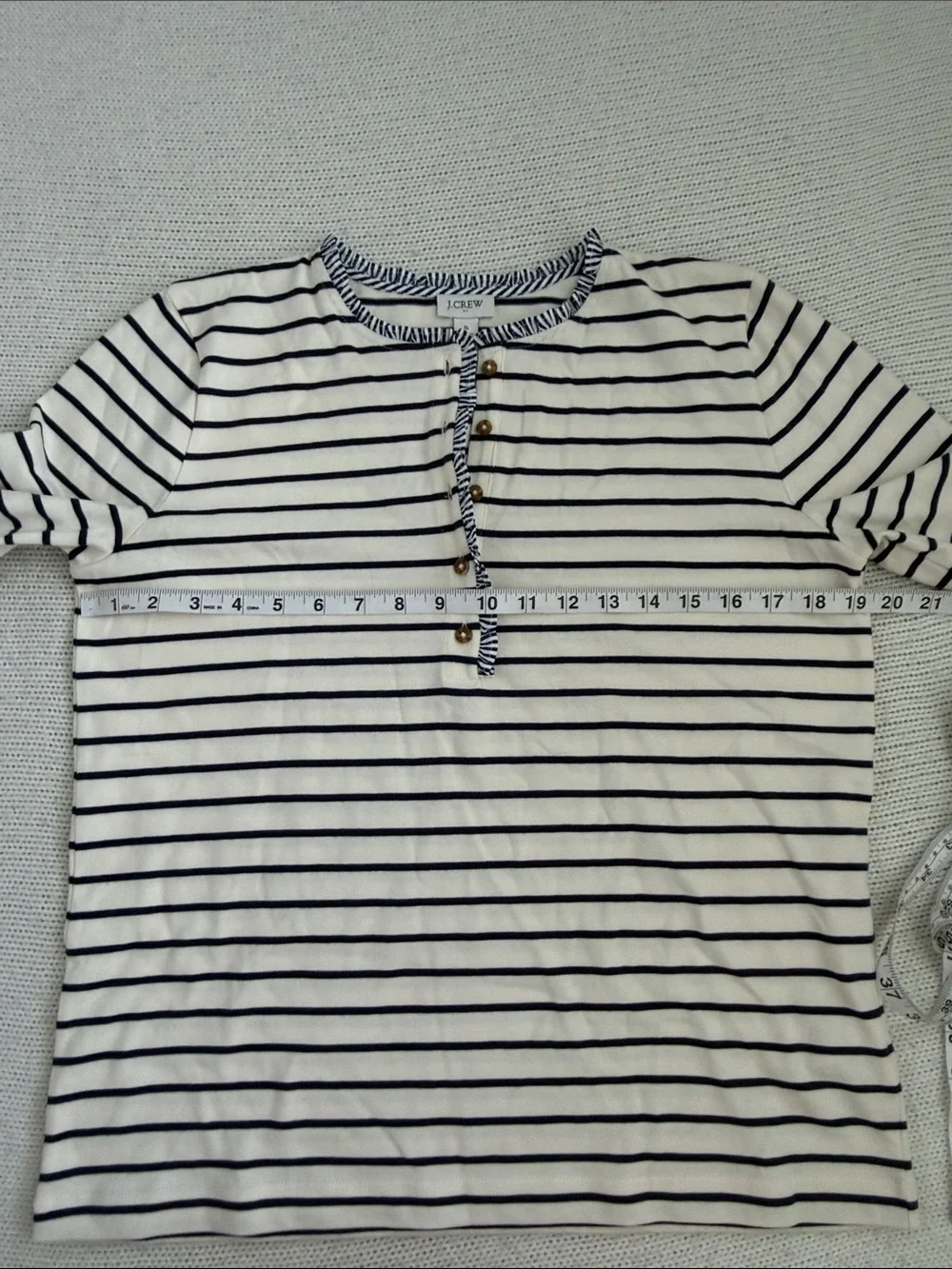 J Crew 100% Cotton Navy/White Striped Long Sleeve Shirt Size Small